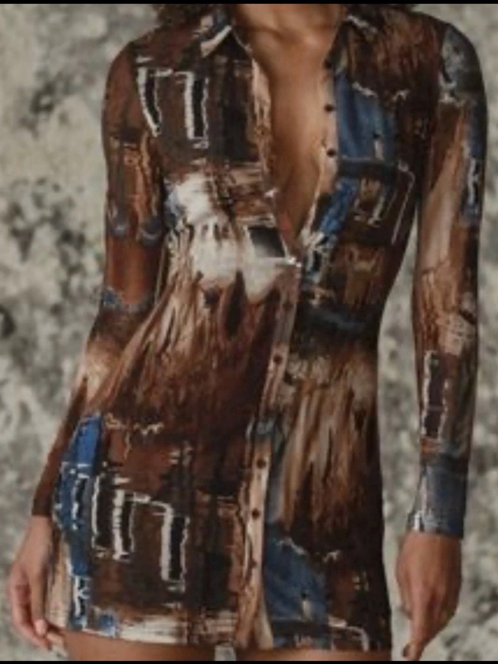 12th Tribe Pollock Shirtdress Dress Brown Teal Mesh NWT Size S